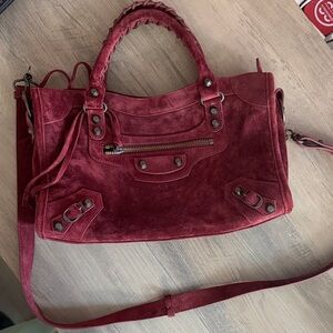 Elegant Red Suede Handbag